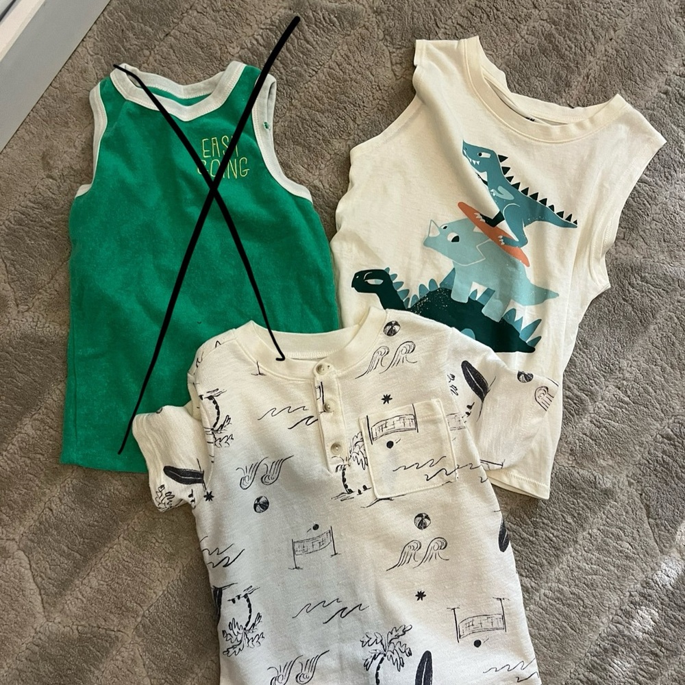 4T Neutral Beach Theme Tee and Dino Tank